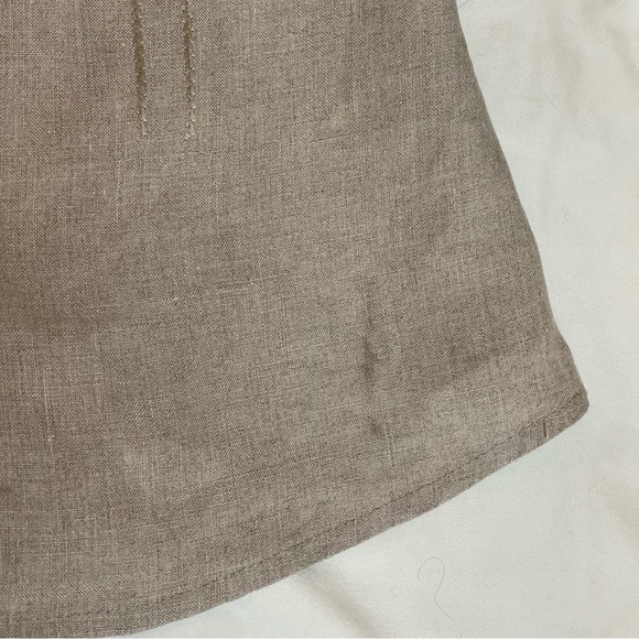 Tweeds Beige Taupe 100% Linen Embroidered Button Down Shirt - Size Medium - Picture 8 of 8